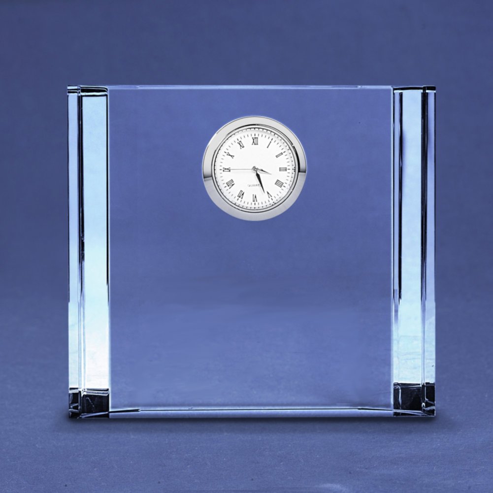 Silver Accent Crystal Award Clock - Medium