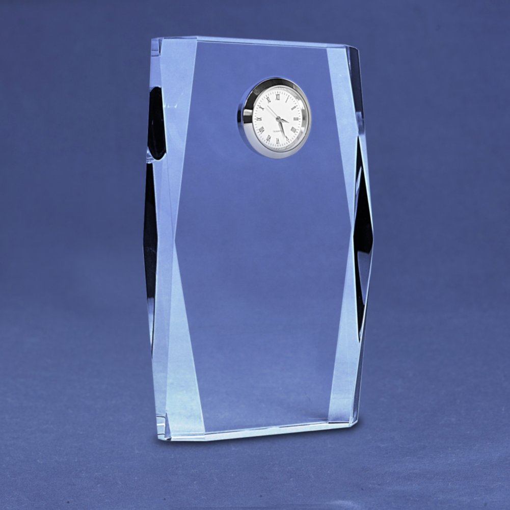 Silver Accent Crystal Award Clock - Tall