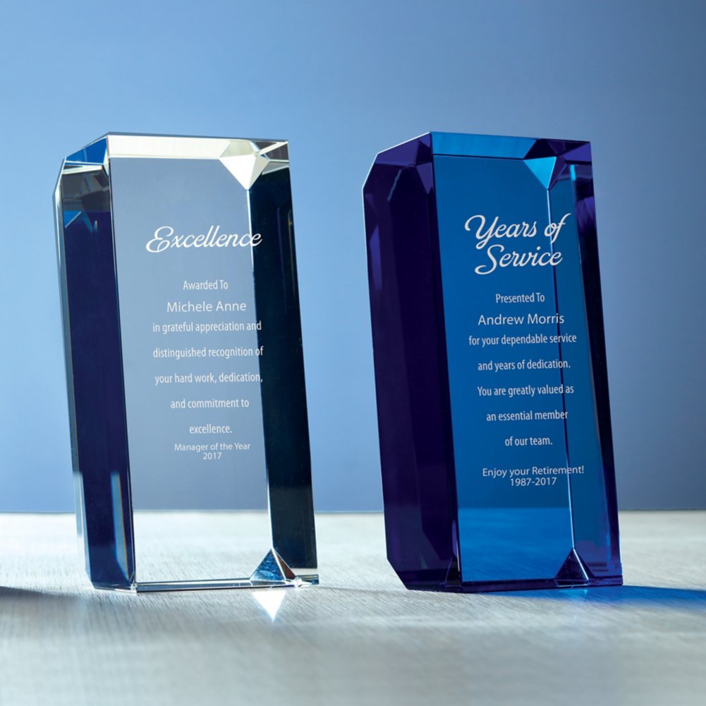 Crystal Block Trophy - Blue