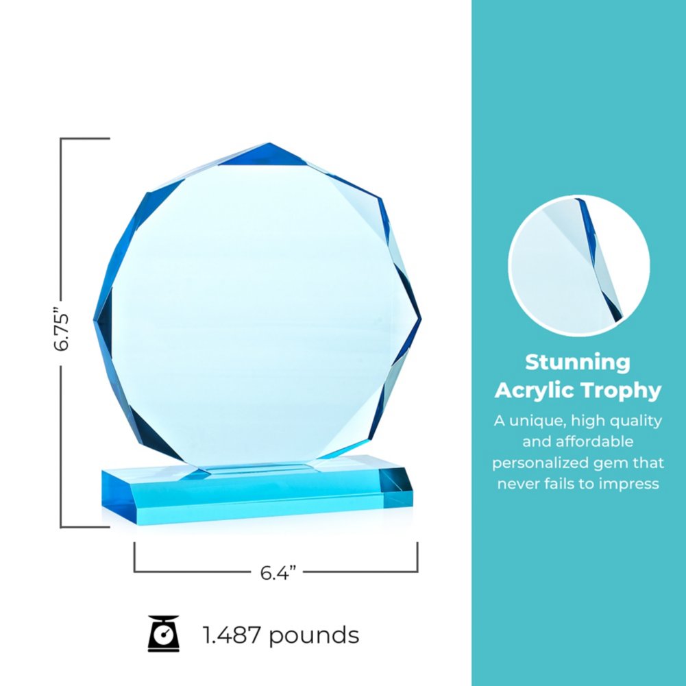 Sky Blue Acrylic Trophy - Beveled Octagon
