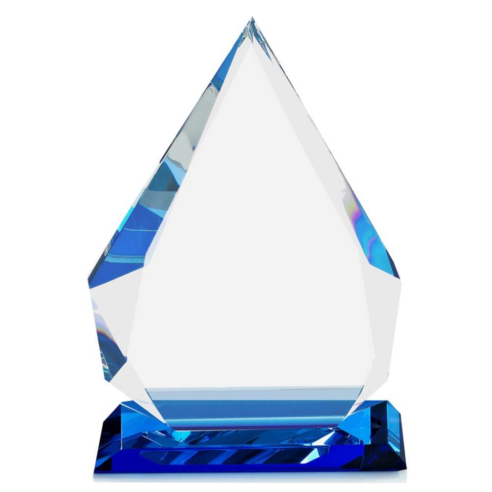 Blue Luminary Crystal Trophy - Blue Tear Drop