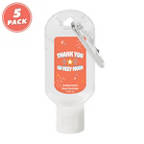 View larger image of On the Move Carabiner Hand Sanitizer - 5pk - Thank You