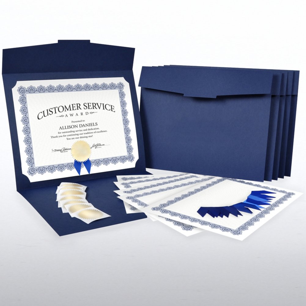 View larger image of Certificate Paper Bundle - Royal Blue Scallop