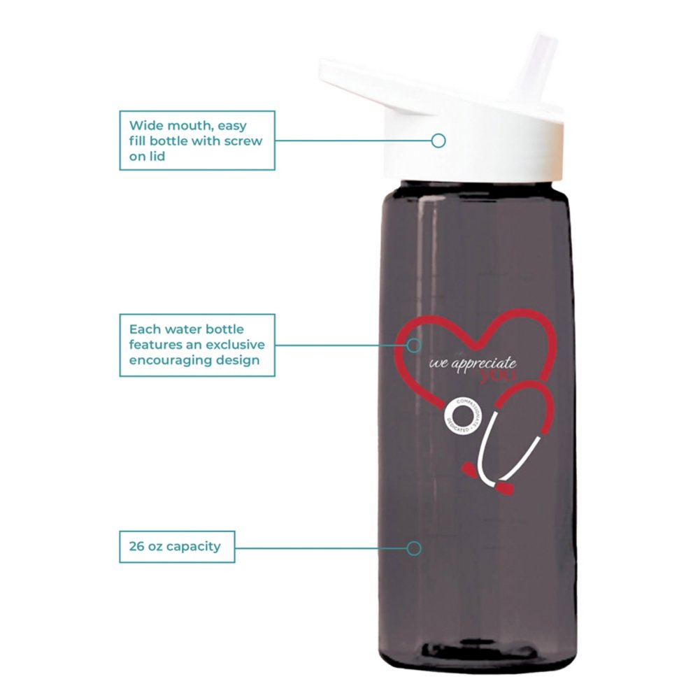 Healthy Vibes Water Bottle - We Appreciate You Stethoscope