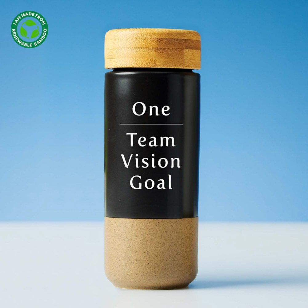 View larger image of Minimalist Ceramic & Bamboo Tumbler - One Team, Vision, Goal