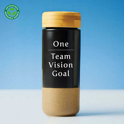 Minimalist Ceramic & Bamboo Tumbler - One Team, Vision, Goal