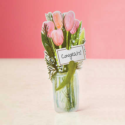 Bouquet of Blooms Pop-Up Greeting Card - Tulip