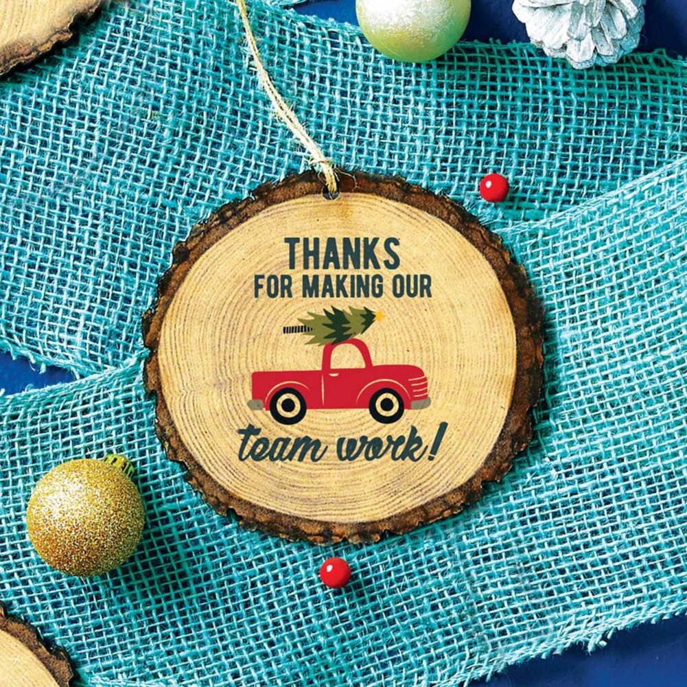 View larger image of Charming Woodslice Ornament-Thanks For Making Our Team Work