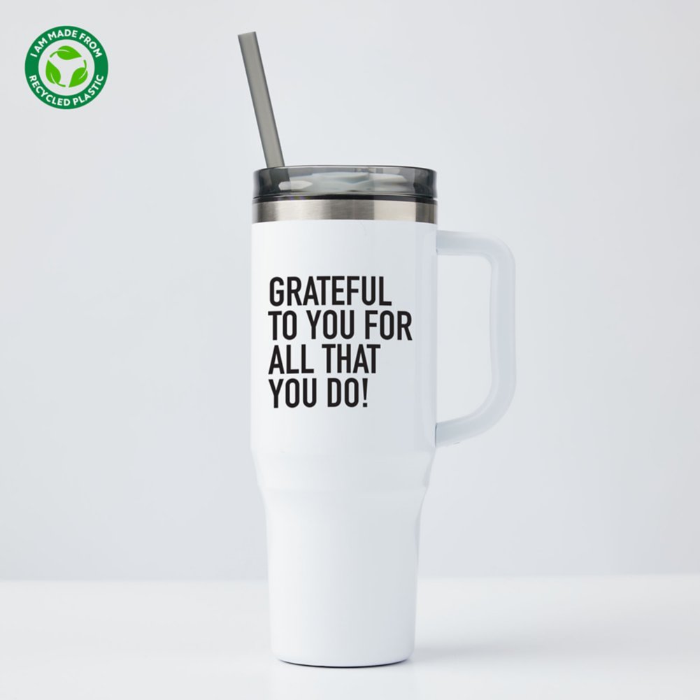 40oz Glossy Mr. Stan Travel Tumbler - Grateful to You For All That You Do!