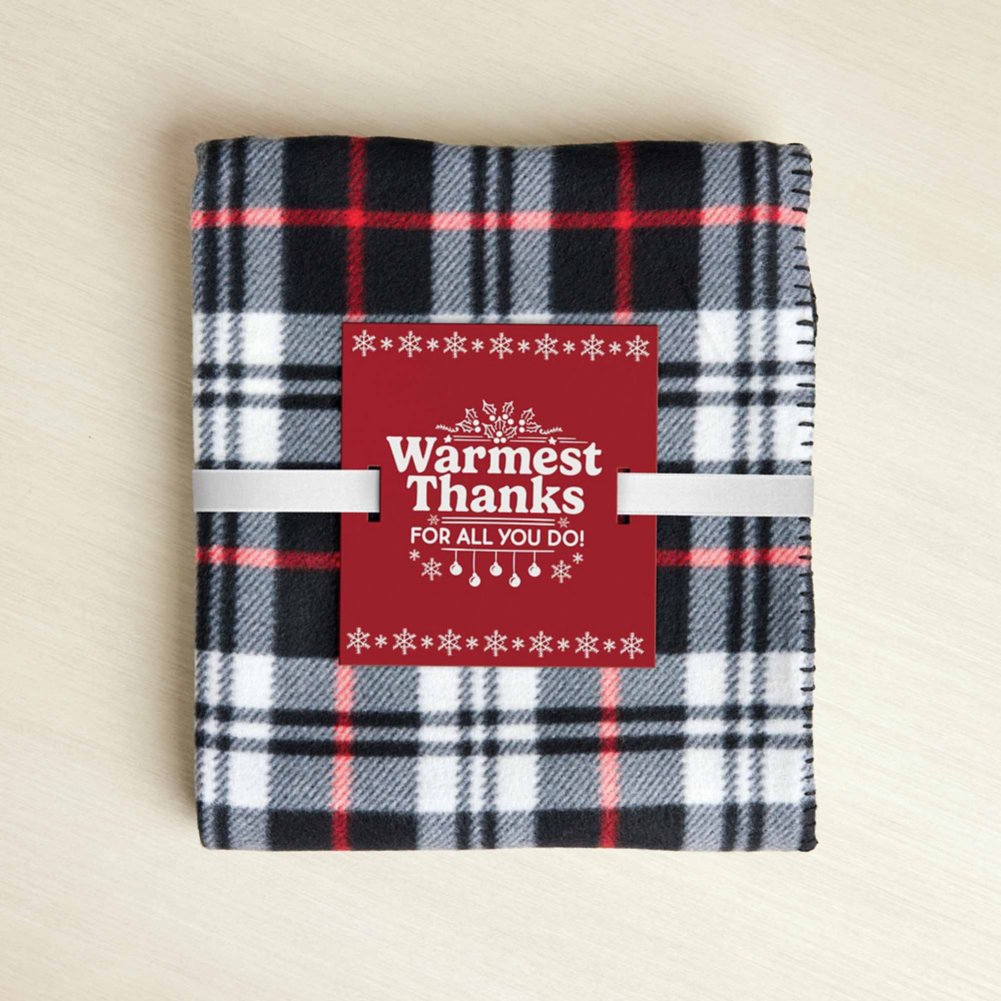Cozy Fleece Blanket with Card & Ribbon Warmest Thanks for All You Do