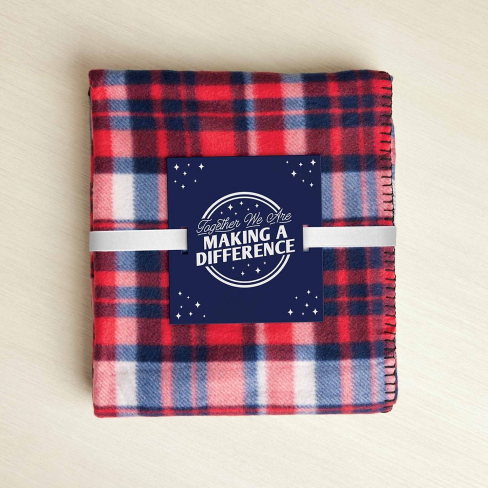 Cozy Fleece Blanket with Card & Ribbon - Together We are Making a Difference