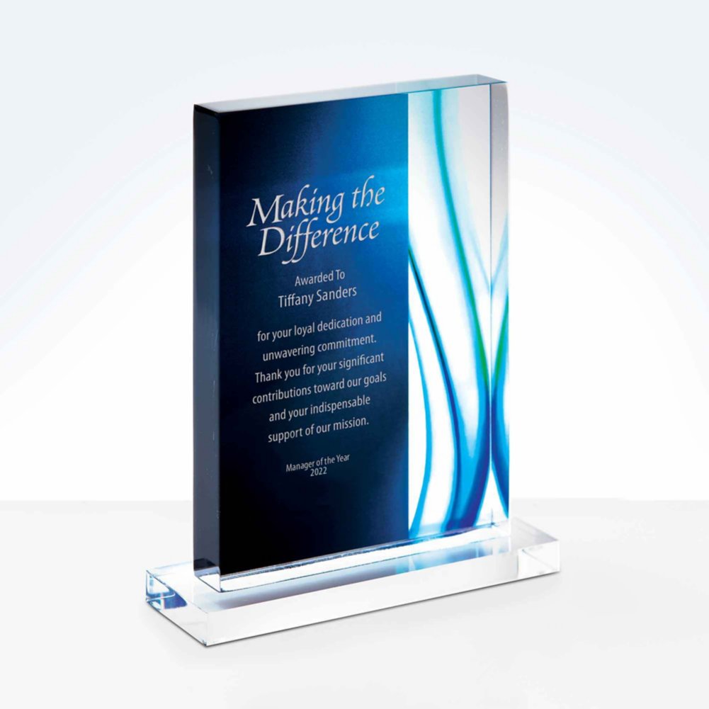 View larger image of Acrylic Art Deco Trophy in Blue Wave - Medium