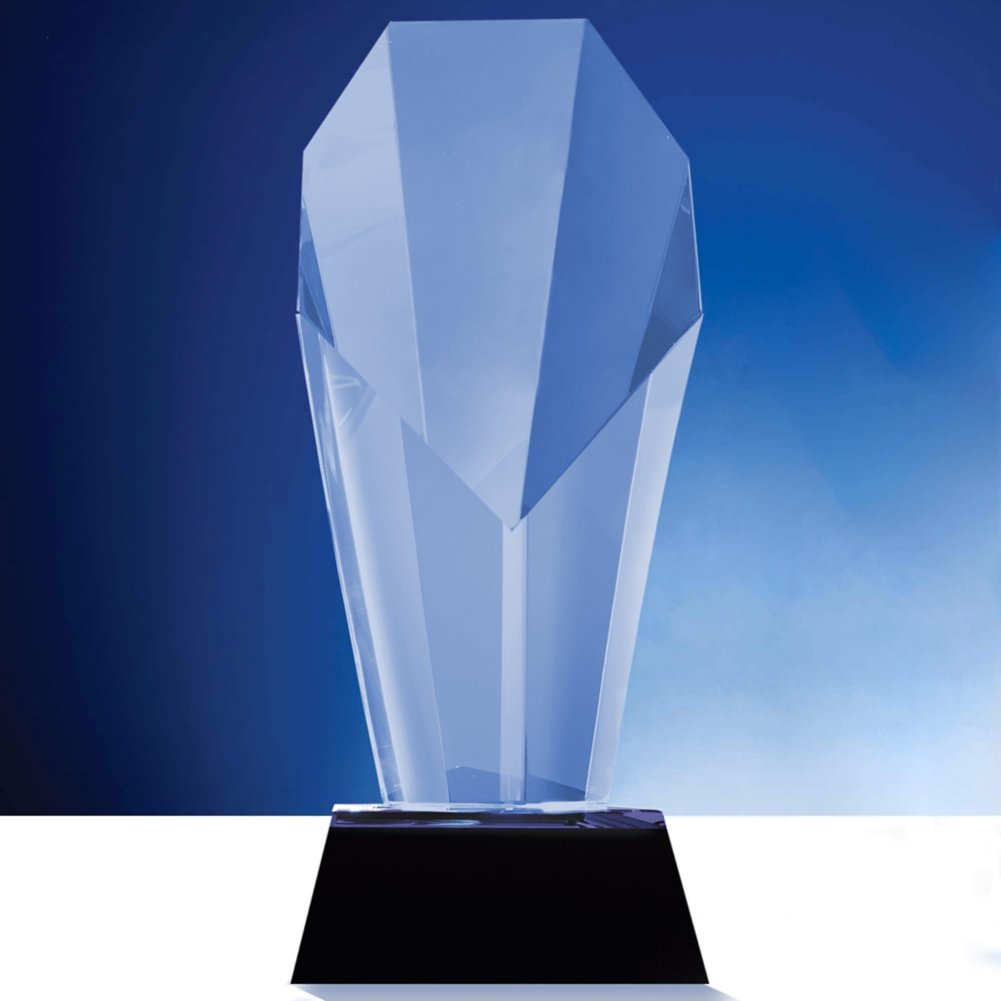 Spotlight Crystal Trophy with Blue Accent- Large