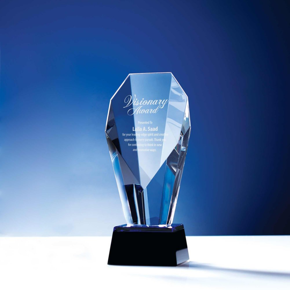 View larger image of Spotlight Crystal Trophy with Blue Accent - Small