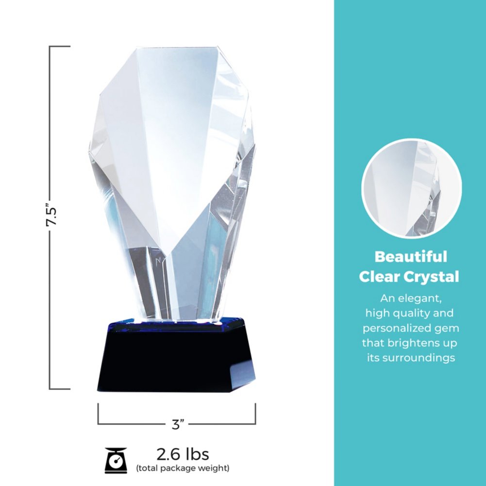 Spotlight Crystal Trophy with Blue Accent - Small