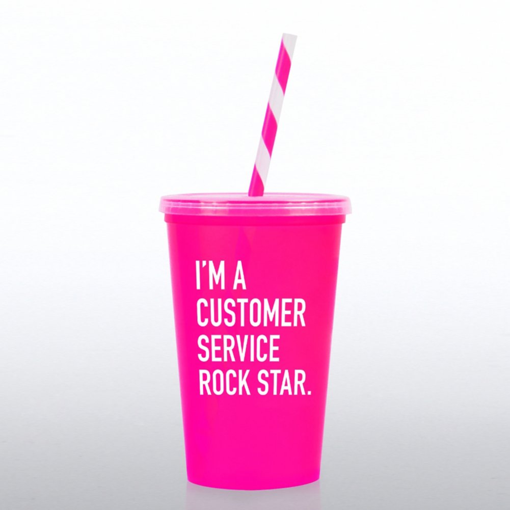 View larger image of Value Tumbler W/ Candy Straw - Customer Service Rock Star