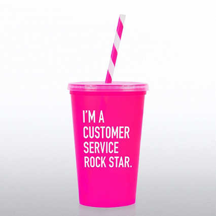 Value Tumbler W/ Candy Straw - Customer Service Rock Star