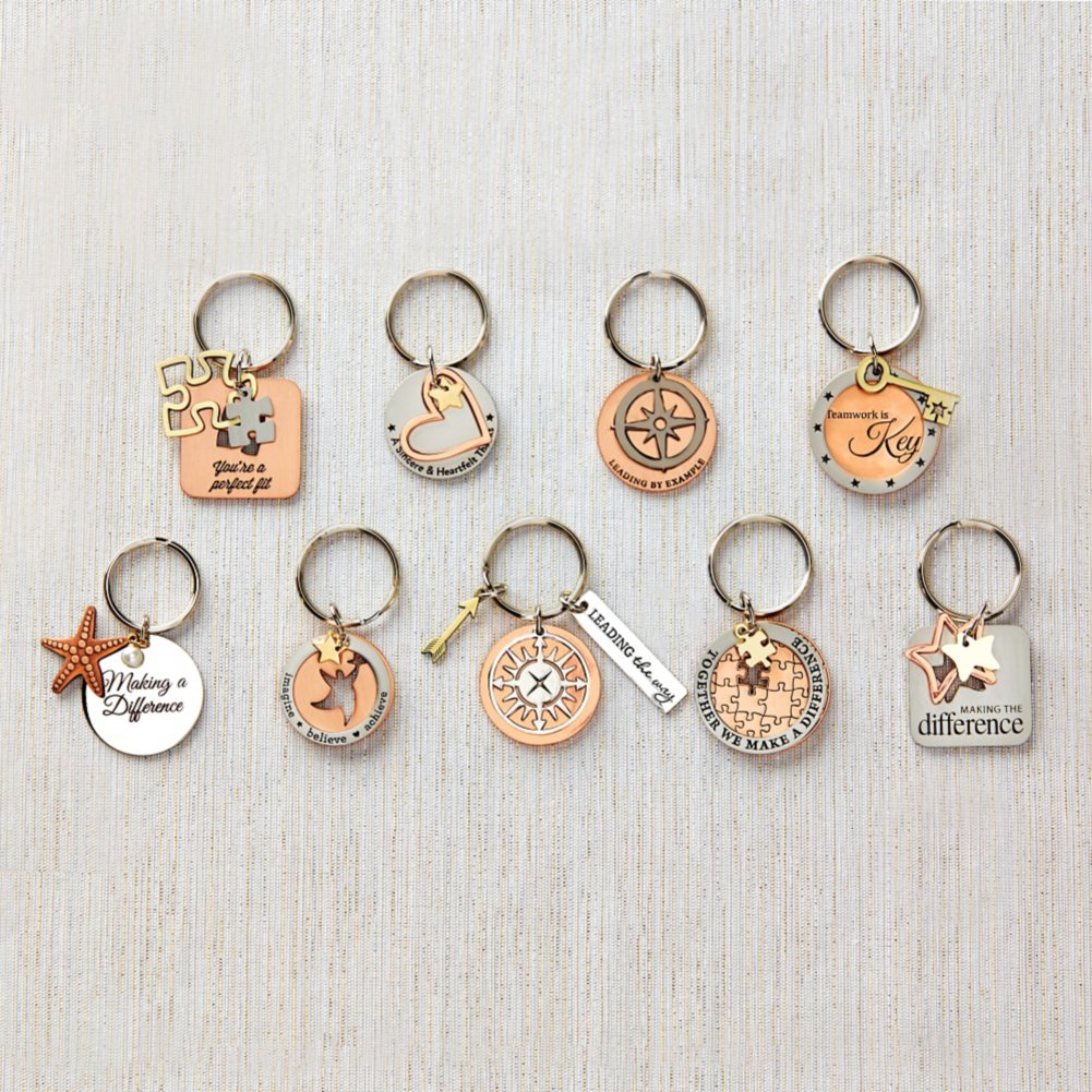 Charming Copper Keychain - Key: Teamwork is Key