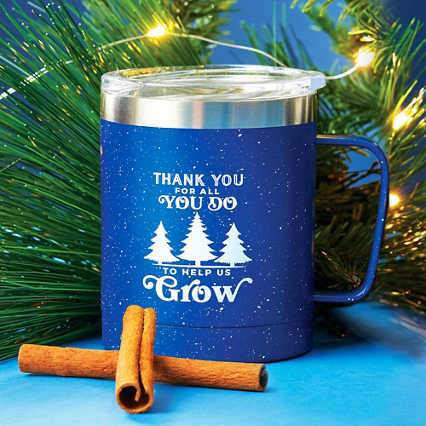 Holiday Adventure Speckled Campfire Mug - You Help Us Grow