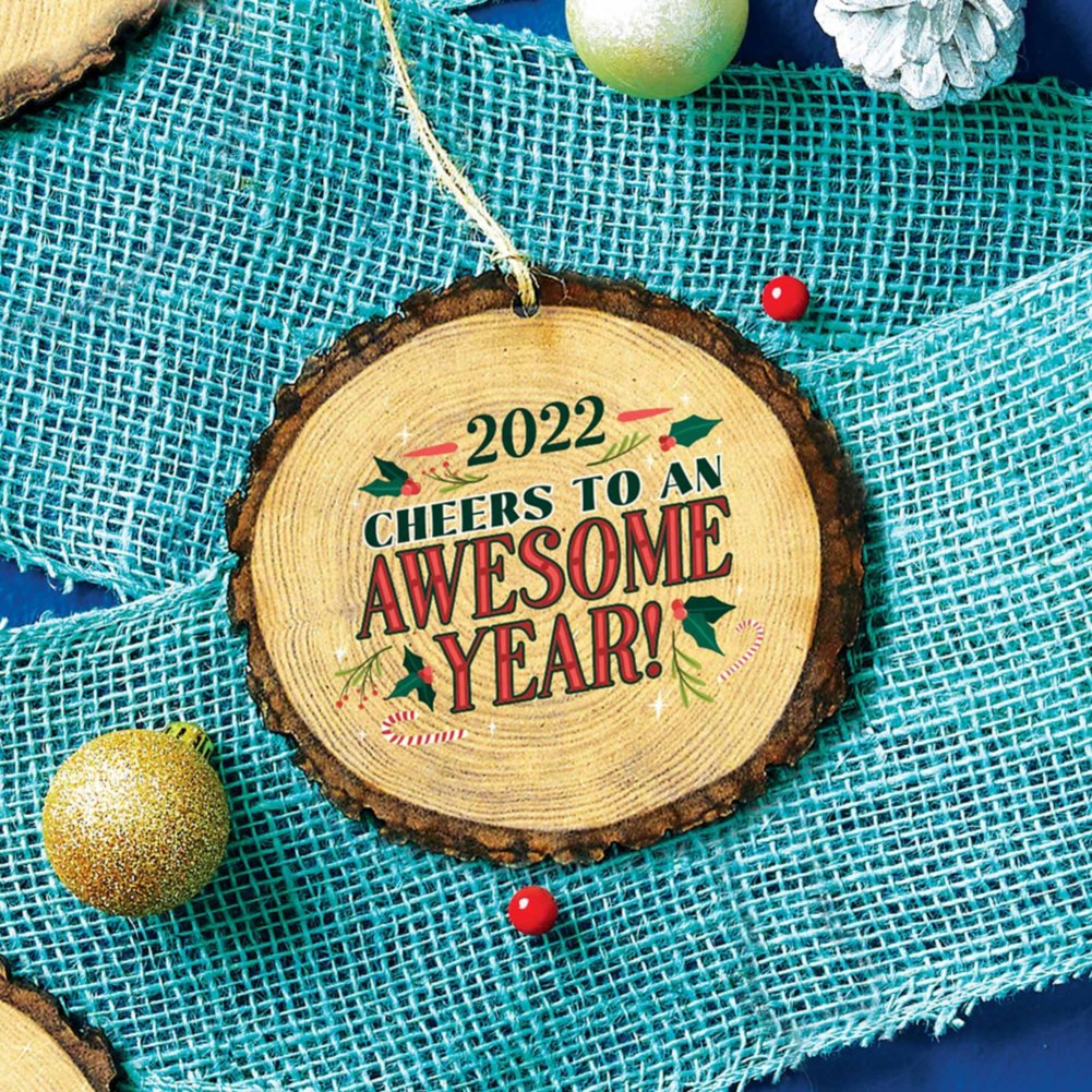 View larger image of Charming Wood Slice Ornament - Cheers to an Awesome Year!