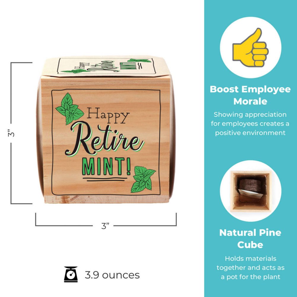 Appreciation Plant Cube - Happy Retire-mint