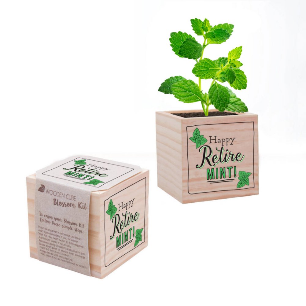 Appreciation Plant Cube - Happy Retire-mint