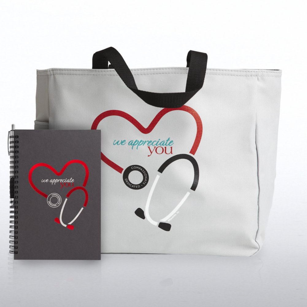 View larger image of Journal, Pen & Tote Gift Set - Stethoscope: We Appreciate...