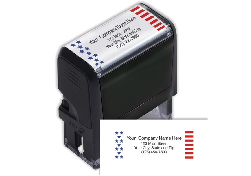 Name Address Patriotic Stamp Self Inking