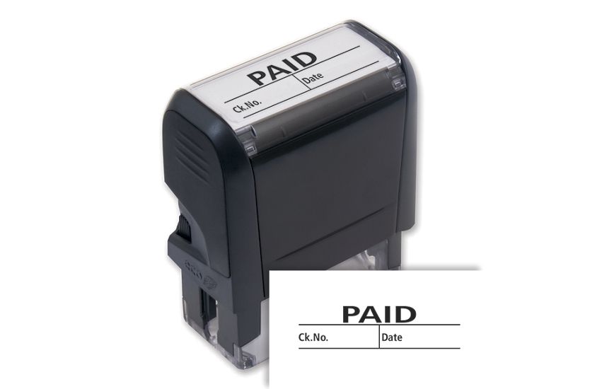 Product image for Paid Stamp With Date & Check Number Boxes - Self Inking - Item# 103006