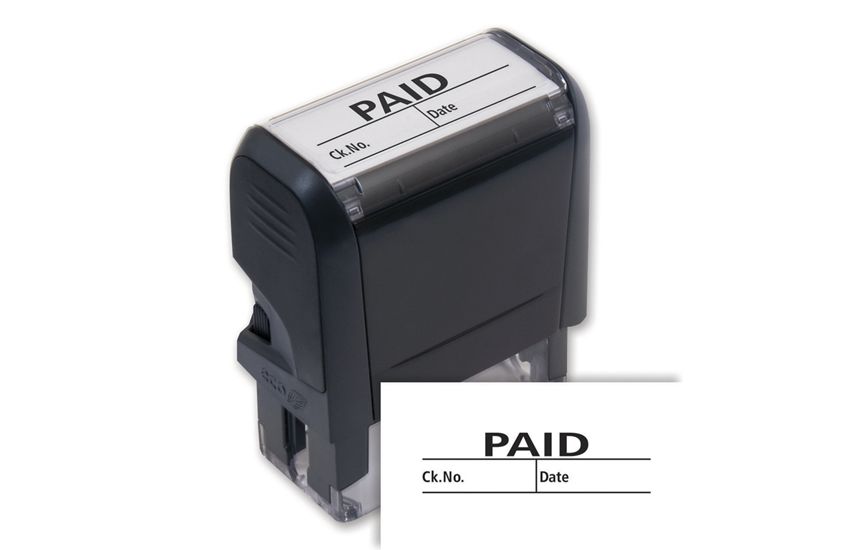 Product image for Paid Stamp With Date & Check Number Boxes - Self Inking - Item# 103006_black