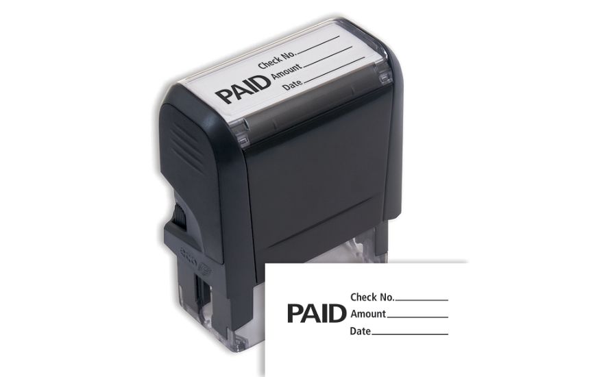 Product image for Paid Stamp With Date & Check Number Lines - Self Inking - Item# 103010