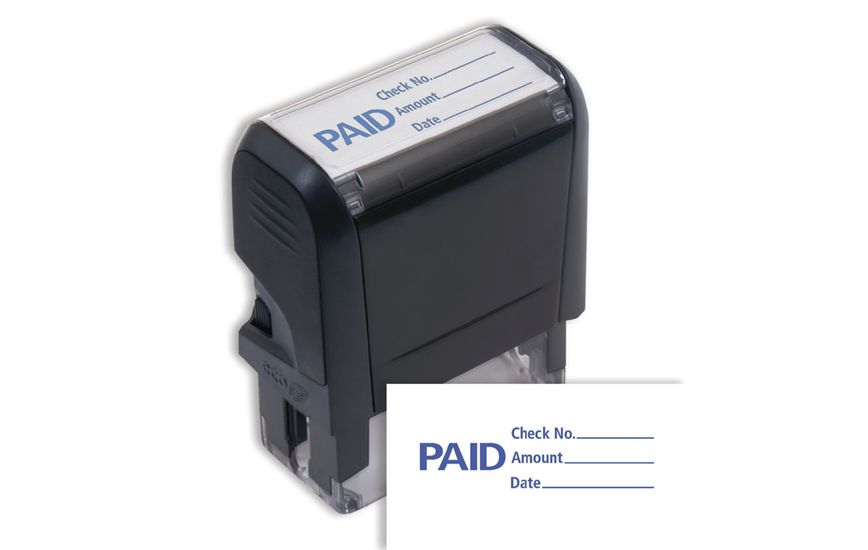 Product image for Paid Stamp With Date & Check Number Lines - Self Inking - Item# 103010_colors_blue