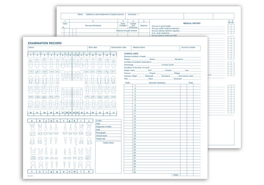 Product image for Dental Exam Record, General - Item# 1047