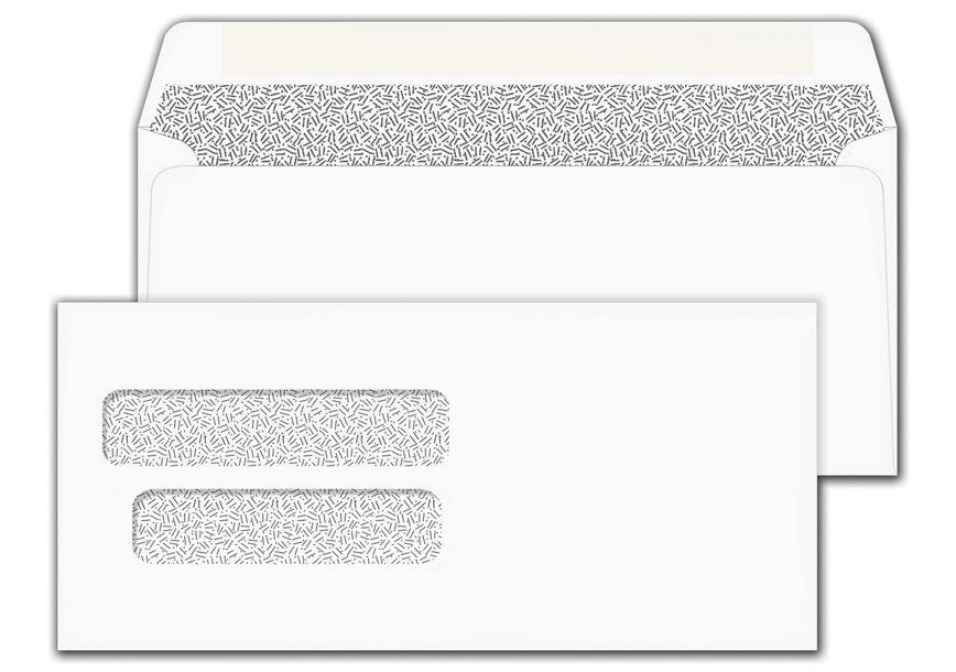 Product image for Double Window Envelope 8 X 3 1/2, Gummed Seal  - Item# 111041N