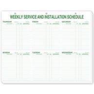 Weekly Service & Installation Schedule Pad, Hole Punch