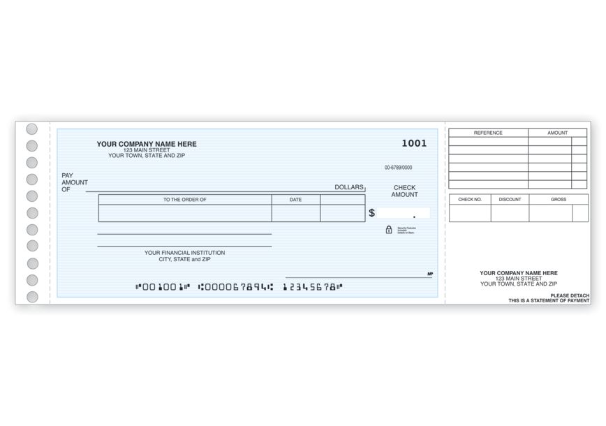 Product image for Long Stub Disbursement Check - Item# 118011N