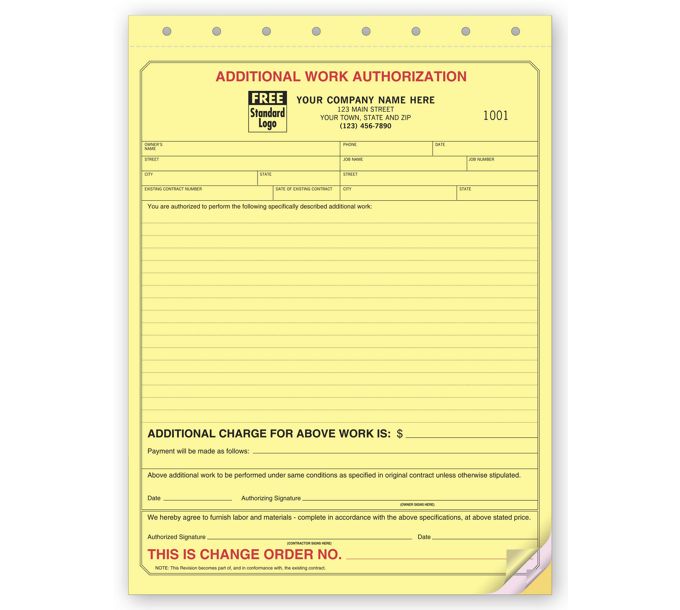 Business Forms - Additional Work Authorizations - 120 by Deluxe ...