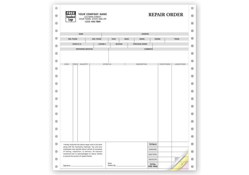 Product image for Repair Orders, Continuous, Classic - Item# 12220