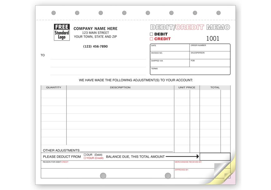 Product image for Debit and Credit Memos - Item# 124