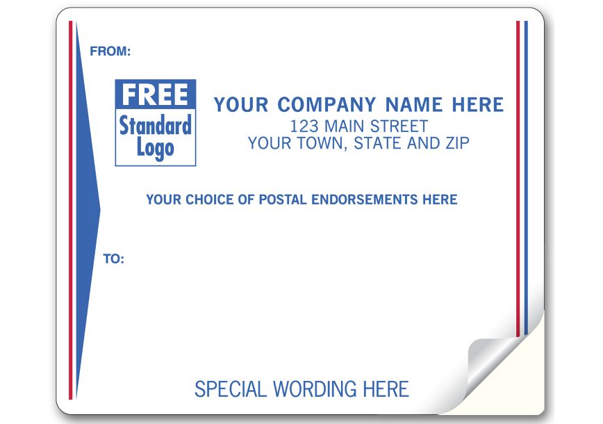 Product image for Mailing Labels, Laser/Inkjet, White w/ Blue/Red Stripe - Item# 12689