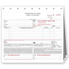 126-Small Format Bills of Lading with Carbon126