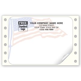 12780-American Flag Mailing Labels, Continuous, White12780