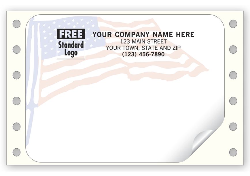 Product image for American Flag Mailing Labels, Continuous, White - Item# 12780