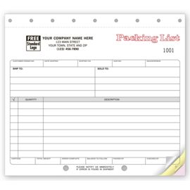 127-Carbonless, Small Format Packing Lists127
