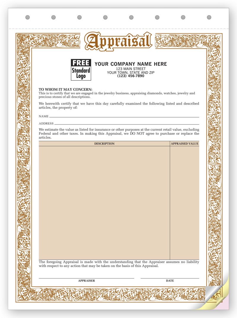 Fillable Jewelry Appraisal Form - Printable Forms Free Online