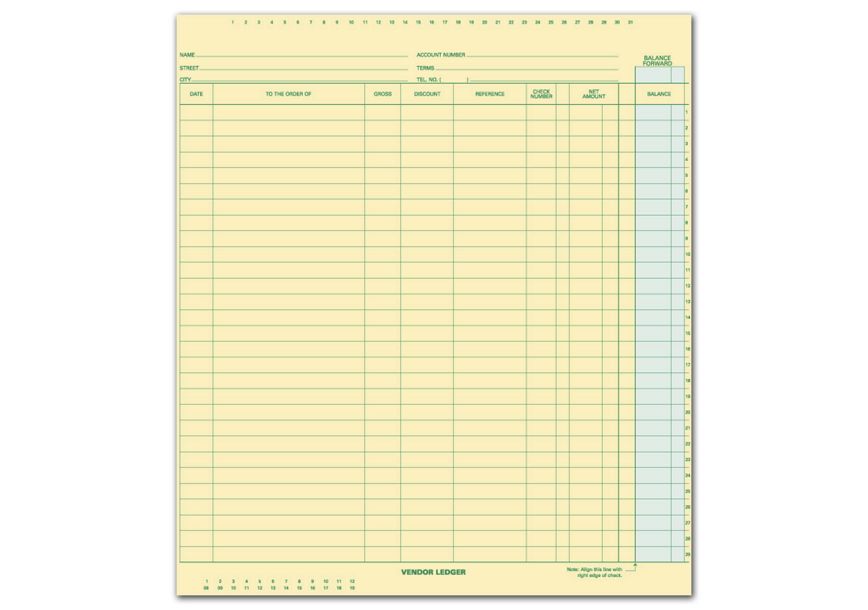 Product image for Vendor Ledger - Item# 130031N