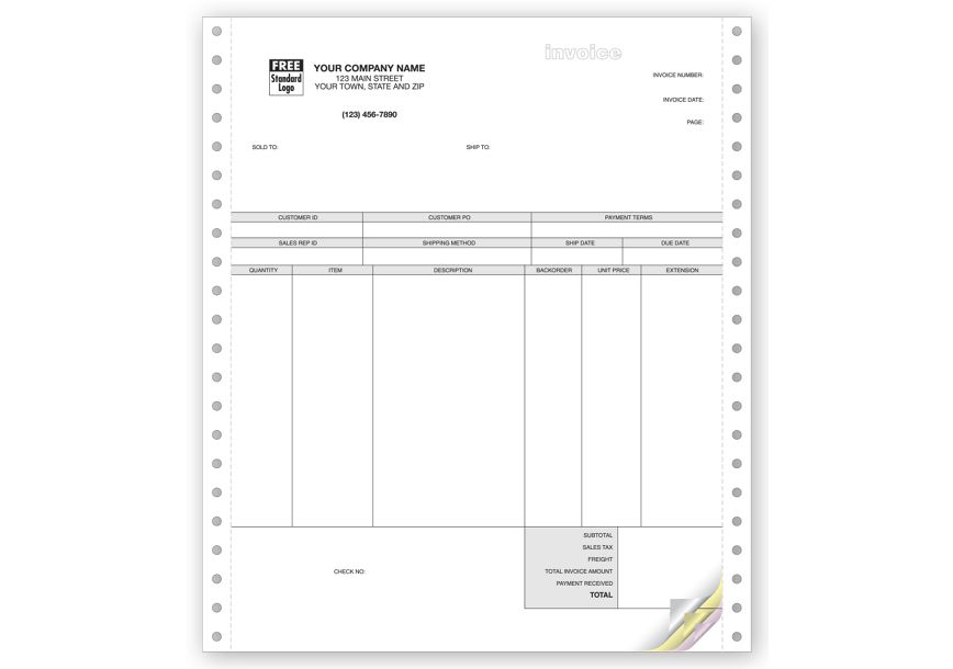 Product image for Product Invoices, Continuous, Classic - Item# 13477
