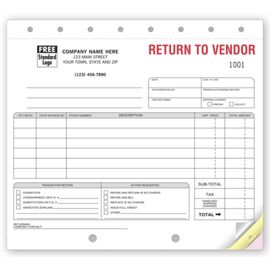 139-Return to Vendor Forms Sets139