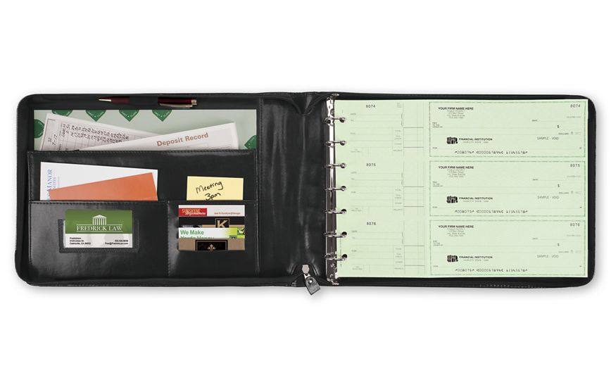 Product image for 3-On-A-Page Zippered Leather Look Vinyl Portfolio - Item# 1435N