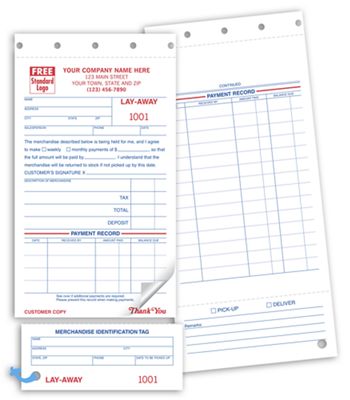 Layaway Forms - 4 1/4 x 8 1/2 - Set - 147 by Deluxe